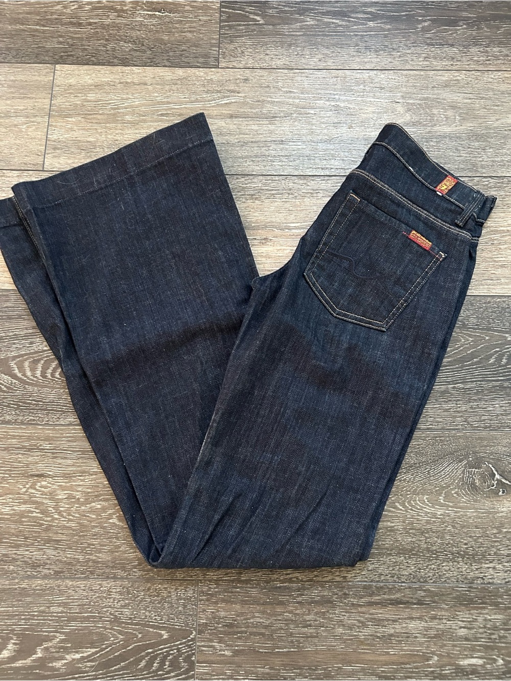 7 For All Mankind Dark Blue Wide Leg Jeans